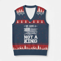 No Kings in America V-Neck Knit Sweater Vest We Have A Constitution Not A King Resist US Flag - Wonder Print Shop