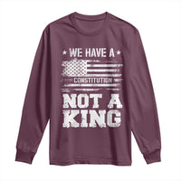 No Kings in America Long Sleeve Shirt We Have A Constitution Not A King Resist US Flag - Wonder Print Shop
