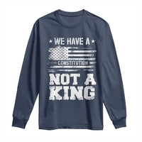 No Kings in America Long Sleeve Shirt We Have A Constitution Not A King Resist US Flag - Wonder Print Shop