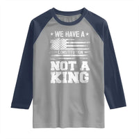 No Kings in America Raglan Shirt We Have A Constitution Not A King Resist US Flag - Wonder Print Shop