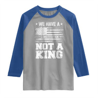 No Kings in America Raglan Shirt We Have A Constitution Not A King Resist US Flag - Wonder Print Shop