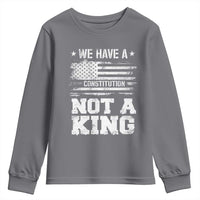 No Kings in America Youth Sweatshirt We Have A Constitution Not A King Resist US Flag - Wonder Print Shop