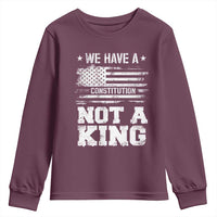 No Kings in America Youth Sweatshirt We Have A Constitution Not A King Resist US Flag - Wonder Print Shop