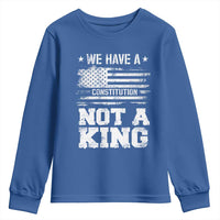 No Kings in America Youth Sweatshirt We Have A Constitution Not A King Resist US Flag - Wonder Print Shop