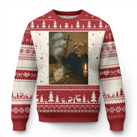 Funny Exorcist Cat Meme Ugly Christmas Sweater Dark Humor Cat - Wonder Print Shop
