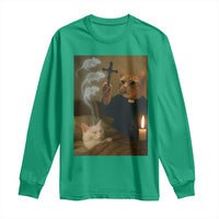Funny Exorcist Cat Meme Long Sleeve Shirt Dark Humor Cat - Wonder Print Shop