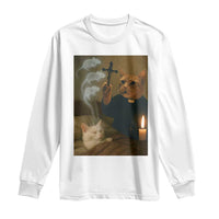 Funny Exorcist Cat Meme Long Sleeve Shirt Dark Humor Cat - Wonder Print Shop