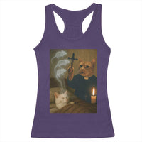 Funny Exorcist Cat Meme Racerback Tank Top Dark Humor Cat - Wonder Print Shop
