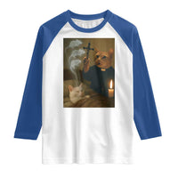 Funny Exorcist Cat Meme Raglan Shirt Dark Humor Cat - Wonder Print Shop