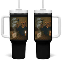 Funny Exorcist Cat Meme Tumbler With Handle Dark Humor Cat - Wonder Print Shop