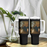 Funny Exorcist Cat Meme Tumbler With Handle Dark Humor Cat - Wonder Print Shop