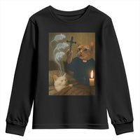 Funny Exorcist Cat Meme Youth Sweatshirt Dark Humor Cat - Wonder Print Shop