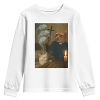 Funny Exorcist Cat Meme Youth Sweatshirt Dark Humor Cat - Wonder Print Shop