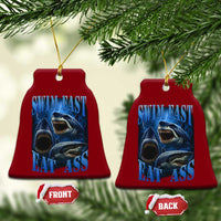 Retro Sharks Ceramic Ornament Swim Fast Eat Ass Vintage 90s Bootleg Graphic - Wonder Print Shop