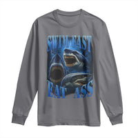 Retro Sharks Long Sleeve Shirt Swim Fast Eat Ass Vintage 90s Bootleg Graphic - Wonder Print Shop