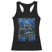 Retro Sharks Racerback Tank Top Swim Fast Eat Ass Vintage 90s Bootleg Graphic - Wonder Print Shop