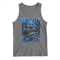 Retro Sharks Tank Top Swim Fast Eat Ass Vintage 90s Bootleg Graphic - Wonder Print Shop