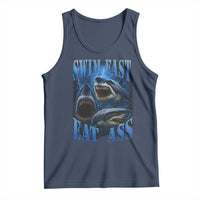 Retro Sharks Tank Top Swim Fast Eat Ass Vintage 90s Bootleg Graphic - Wonder Print Shop