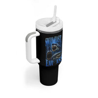 Retro Sharks Tumbler With Handle Swim Fast Eat Ass Vintage 90s Bootleg Graphic - Wonder Print Shop