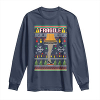 Leg Lamp Ugly Christmas Long Sleeve Shirt Funny Xmas Movie Fragile - Wonder Print Shop