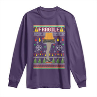 Leg Lamp Ugly Christmas Long Sleeve Shirt Funny Xmas Movie Fragile - Wonder Print Shop