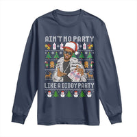 Funny Christmas Diddy Long Sleeve Shirt Aint No Party Like A Diddy Party Baby Oil Ugly Xmas - Wonder Print Shop