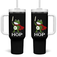 Resist Frog With Sword Tumbler With Handle No Kings Portland Protest Saves America - Wonder Print Shop