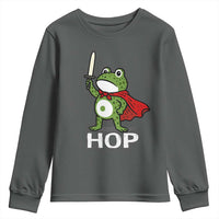 Resist Frog With Sword Youth Sweatshirt No Kings Portland Protest Saves America - Wonder Print Shop