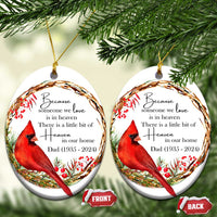 Personalized Memorial Christmas Ornament Custom Family Mom Dad Sympathy Cardinal Loss of Father Gift - Wonder Print Shop