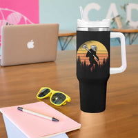 Funny Lax Bigfoot Tumbler With Handle Retro Vintage Sasquatch Lacrosse - Wonder Print Shop