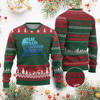 Eat Sleep Lacrosse Repeat Ugly Christmas Sweater Funny Lax Lover Player - Wonder Print Shop