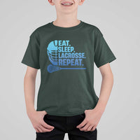 Eat Sleep Lacrosse Repeat T Shirt For Kid Funny Lax Lover Player - Wonder Print Shop