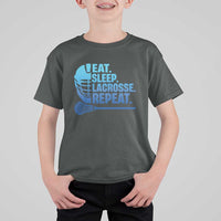 Eat Sleep Lacrosse Repeat T Shirt For Kid Funny Lax Lover Player - Wonder Print Shop