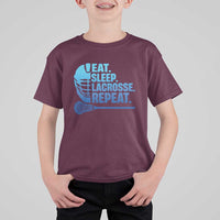 Eat Sleep Lacrosse Repeat T Shirt For Kid Funny Lax Lover Player - Wonder Print Shop