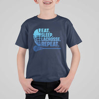 Eat Sleep Lacrosse Repeat T Shirt For Kid Funny Lax Lover Player - Wonder Print Shop