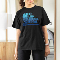 Eat Sleep Lacrosse Repeat T Shirt For Women Funny Lax Lover Player - Wonder Print Shop