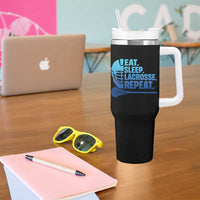 Eat Sleep Lacrosse Repeat Tumbler With Handle Funny Lax Lover Player - Wonder Print Shop