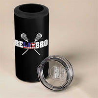 Funny Lacrosse 4 in 1 Can Cooler Tumbler American Flag Relax Bro Lax Lover Joke