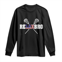Funny Lacrosse Long Sleeve Shirt American Flag Relax Bro Lax Lover Joke