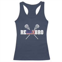 Funny Lacrosse Racerback Tank Top American Flag Relax Bro Lax Lover Joke