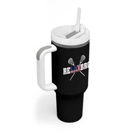 Funny Lacrosse Tumbler With Handle American Flag Relax Bro Lax Lover Joke