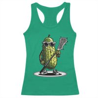Funny Lacrosse Racerback Tank Top Pickle Playing Lax Lover Player - Wonder Print Shop