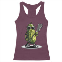 Funny Lacrosse Racerback Tank Top Pickle Playing Lax Lover Player - Wonder Print Shop