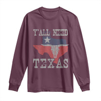 Yall Need Texas Long Sleeve Shirt State Map Vintage - Wonder Print Shop