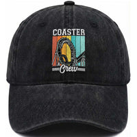 Vintage Rollercoaster Crew Washed Cotton Baseball Cap Family Roller Coaster Amusement Park