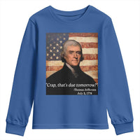 Funny 4th of July Youth Sweatshirt Thomas Jefferson That's Due Tomorrow? - Wonder Print Shop