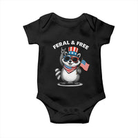 Funny Raccoon July 4th Baby Onesie Patriotic Trash Panda Feral But Free - Wonder Print Shop