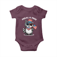 Funny Raccoon July 4th Baby Onesie Patriotic Trash Panda Feral But Free - Wonder Print Shop