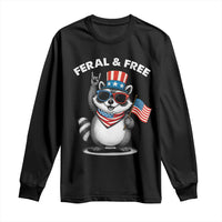 Funny Raccoon July 4th Long Sleeve Shirt Patriotic Trash Panda Feral But Free - Wonder Print Shop