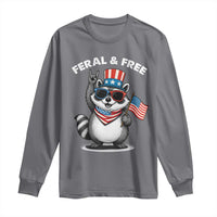 Funny Raccoon July 4th Long Sleeve Shirt Patriotic Trash Panda Feral But Free - Wonder Print Shop